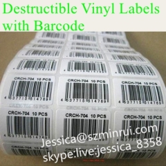 Custom Tamper Evident Destructible Label Destructible Vinyl Brocode Asset Security Labels With Tracking Serial Numbers