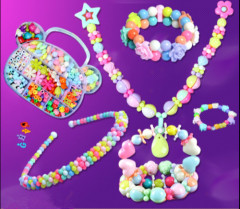 New kids craft kits for girls plastic beads toys making DIY jewelry set