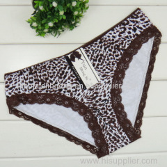 2015 New lace trim cotton bikini panties sexy leopard lady brief Underpants women underwear girl hipster hot lingerie