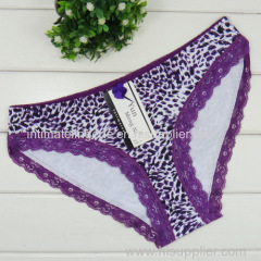 2015 New lace trim cotton bikini panties sexy leopard lady brief Underpants women underwear girl hipster hot lingerie