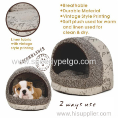 Pet House Linen Fabric Pet Beds with Vintage Style