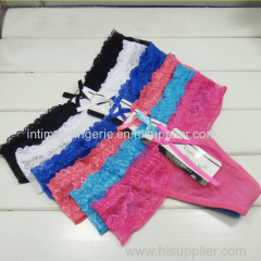 2015 new spandex laced thong pretty lace g-string women sexy t-back underpants stretched lace lady panties hot lingerie