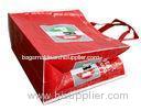 OEM Waterproof PRI Red Woven PP Shopping Bags With White Binding Edge