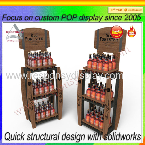 Wooden retail display stand for beers/wines