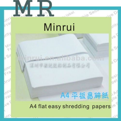 Minrui Blank A4 Self Adhesive Labels Customized Permanent Adhesive Destructive Paper