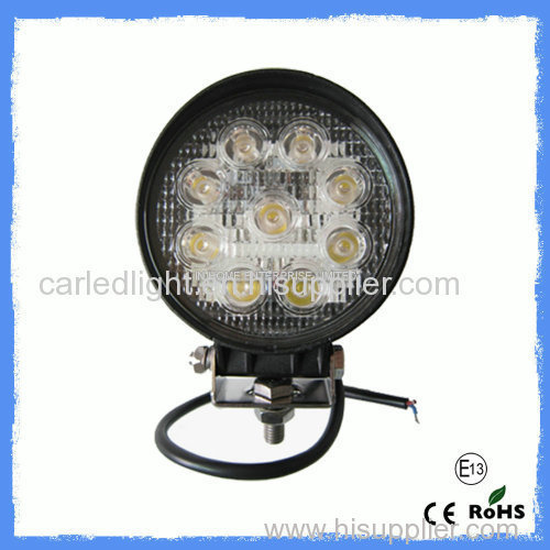 Aluminum 27W IP67 Waterproof LED Work Lamps / Round Led Work Lights 10V-30V