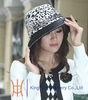 Pattern Polyester Fabric Womens Dressy Hats Ladies Dress Church Hats With Shining Brooch