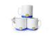 Goz white blue round high temperature Custom ceramic Mugs with simple decal 9OZ