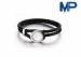 Stainless Steel Leather Bracelet Bangle Wrist Chain Silver / Black