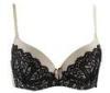 Removable Back Closure Lace Microfiber Breast Lift Bra Underwire Bra with Bow