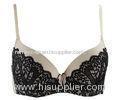 Removable Back Closure Lace Microfiber Breast Lift Bra Underwire Bra with Bow