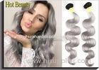 Double Weft 20 inch Brazilian Human Hair Extensions Grey Color No Shedding