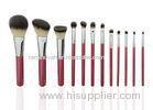 Handmade 12 Pcs Professional Make Up Brush Set With PU Cup Holder Red Color