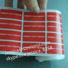 Strong Adhesive Custom Destructible Adhesive Paper Label Roll Warning Warranty Void If Stickers Broken