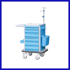 Plastic emergency trolley equipment blue color