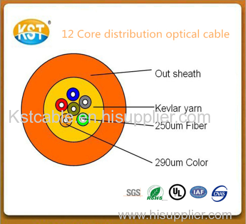 Indoor optical cable/2-24 cores 12 Core Distribution Loose Tube Optical Cable