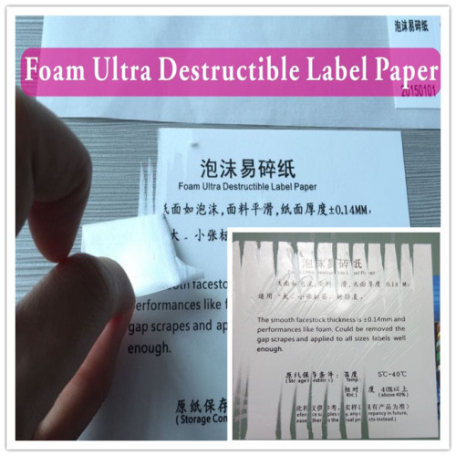 Foamtack Destructive Adhesive Papers Foam Deatructible Vinyl Label