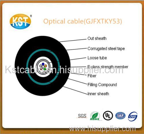 Fiber cable/2-10 cores Central Loose Tube Out Armored Cable GJFXTKY53