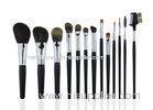 Black Professional Makeup Brush Set With Wooden Handle Face / Cheek Eyebrow