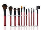 Red Beautiful Travel Foundation Makeup Brushes Professional Set 11 Piece