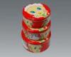 Christmas Holiday Metal Cake Tin Box Set Small Round Containers Dia110mm