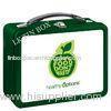 Apple Printed Lunch Tin Box With Plastic Handle And Metal Lock