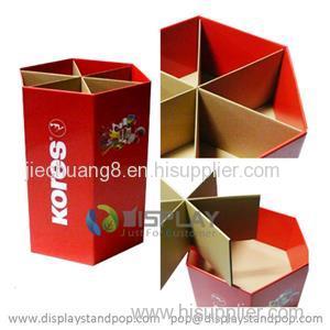 High Quality Custom Printed Hexagon Cardboard Dump Bins for Kores Promotion & Retail