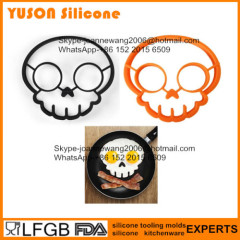 food grade Halloween skull shaped siicone egg pancake ring fried egg mold