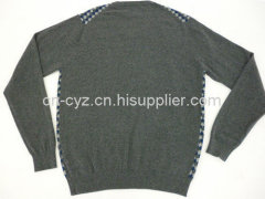 Men's Checked Pattern V Neck Sweaters