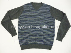 Men's Checked Pattern V Neck Sweaters