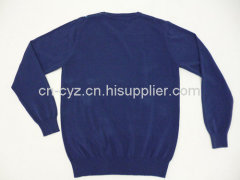 Men's 12G Navy Blue Best-selling V Neck Pullovers New Style Jumpers
