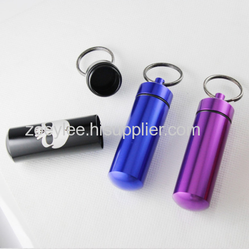 Hot Waterproof Mini Aluminum Drug Case Pill Box Bottle Holder Container Keychain Worldwide