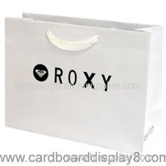 White Recycled Rope Handle Paper Bags with Simple Printing for Clothes
