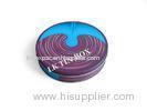 Customized Round Cookie Tin Containers 154x34 mm Blue Purple Color On Lid