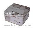 Christmas Halloween Square Cookie Tin box with Press Open Lid