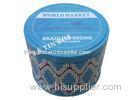 Maxims Round Candy Tin Can Packaging With Embossing And Pvc Window