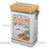 Rectangular Metal Airtight Coffee Red Tea Tin Box With Plasitc Lid And Metal Wire