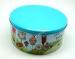 Blue Color Printed Big Metal Tin Box For Donuts And Cake Storage