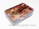 Hinged Lid Rectangular Tin Box 3D Emboss Anzac For Biscuit Storage Container