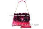 Purple Fox Fur Handbags Ladies Quilting Leather Shoulder Bag Chain Strap