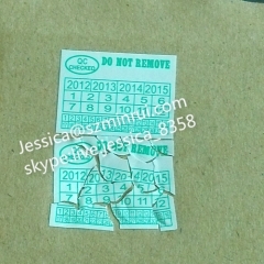 Hot Sale Tamper Resistant Warranty Labels Self Adhesive Paper Fragile Warranty Stickers With Logo And Month Years Print