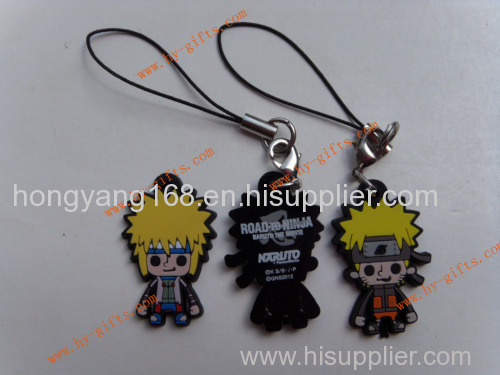 pvc mobile phone strap rubber phone padent naruto anime phone accessories