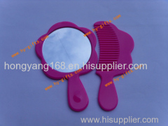 flower handle mirror plastic hair comb Set mirror comb for children