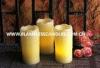 Ivory Wax Unscented Amber LED Flickering Flameless Candles with Melted Edge