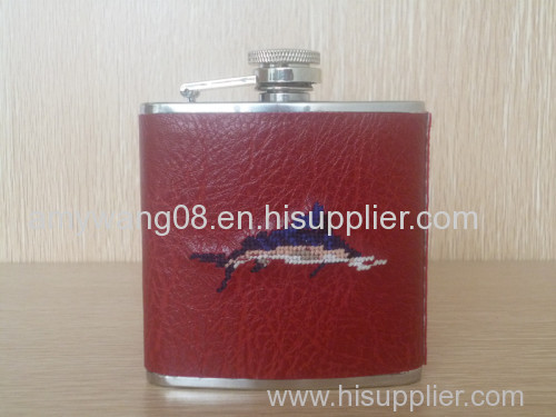 5oz Leather Wrapped Stainless Steel Flask at Cheaper Price