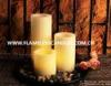 Ivory Wax Straight Edge Flameless LED Candles With Rock and Round Plastic Tray