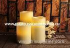 Flameless LED Candles / Large White Pillar Candles With Moving Sensor And Wavy Edge