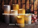Gold / Silver Distressed Finish Flameless LED Pillar Candles With Real Wax 10 - 15cm