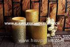 Real Wax And Glitter Finish LED Wax Pillar Candles / Flameless Electric Candles