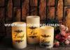 Home Decoration Round Flameless LED Pillar Candles With Real Wax and Black Printing